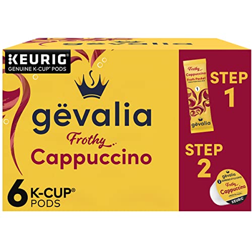 Gevalia Frothy 2Step Cappuccino Espresso Kââ‚¬Cup Coffee Pods  Froth Packets Kit (6 ct Box)